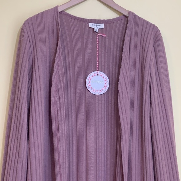Umgee | NWT Keep Your Secrets Mauve Pink Dusty Rose Open Front Duster Cardigan M - Picture 8 of 17